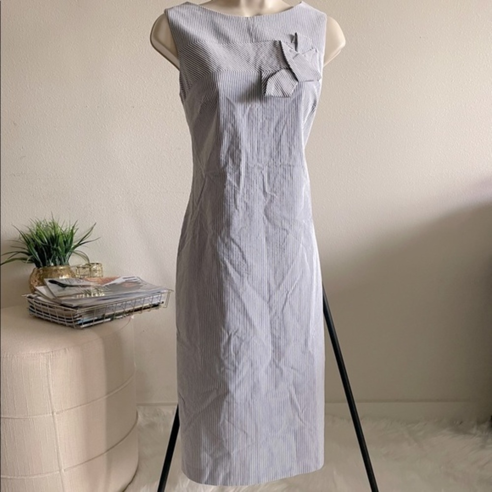 Calvin Klein Blue and White Striped Midi Dress